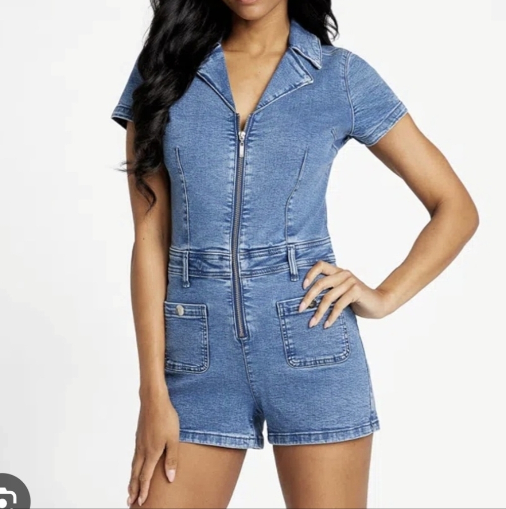 GUESS Sloane Denim Romper Mid Blue Wash